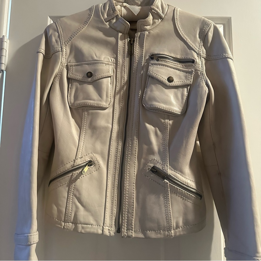 Michael - Michael Kors cream leather jacket